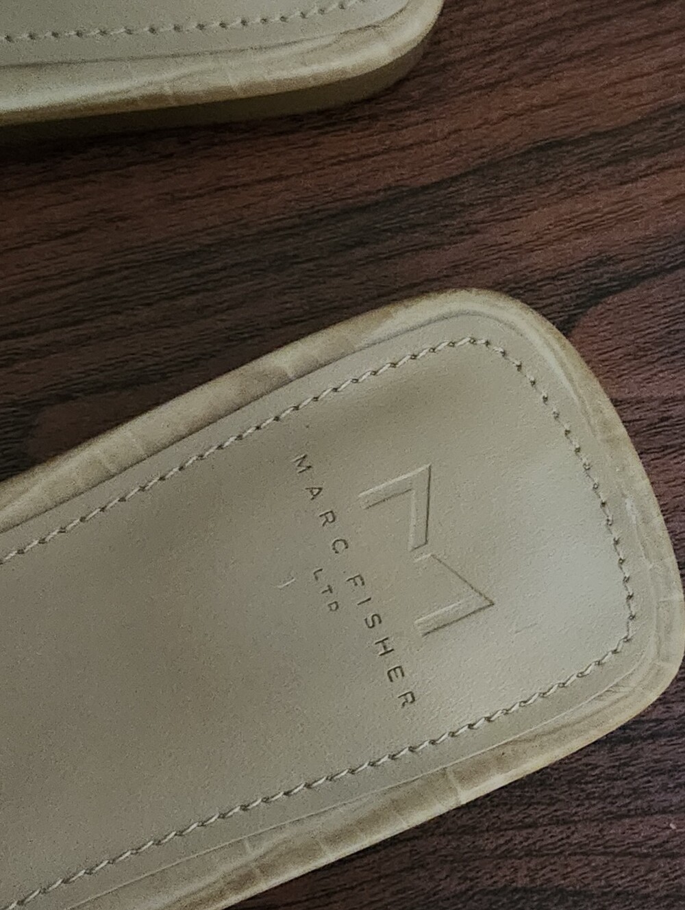 Marc Fisher Taupe Woven Slide Sandals - Picture 6 of 8